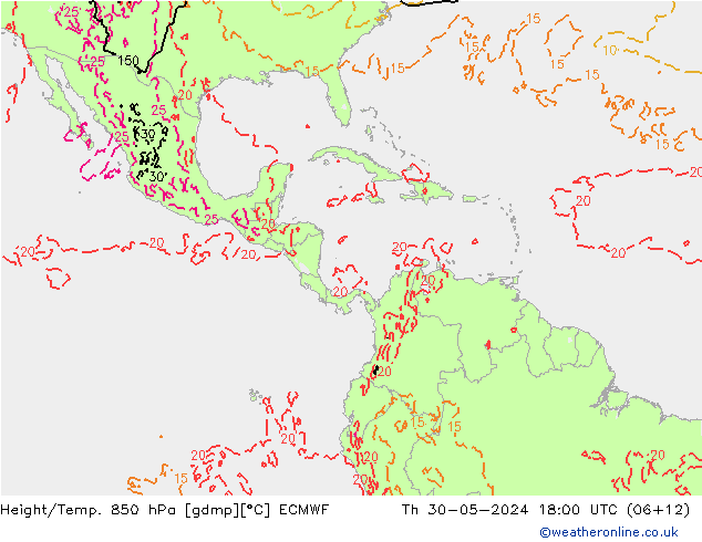 Z500/Rain (+SLP)/Z850 ECMWF чт 30.05.2024 18 UTC