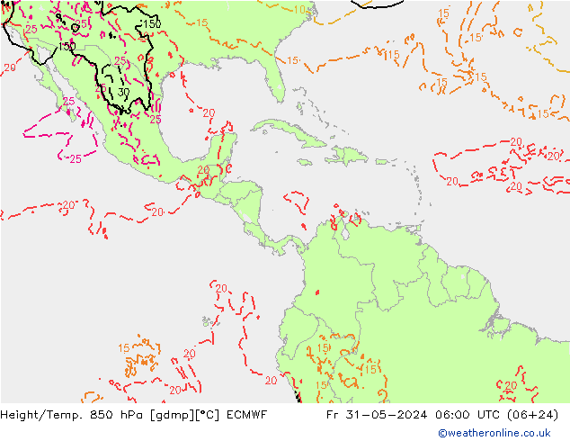 Height/Temp. 850 hPa ECMWF pt. 31.05.2024 06 UTC