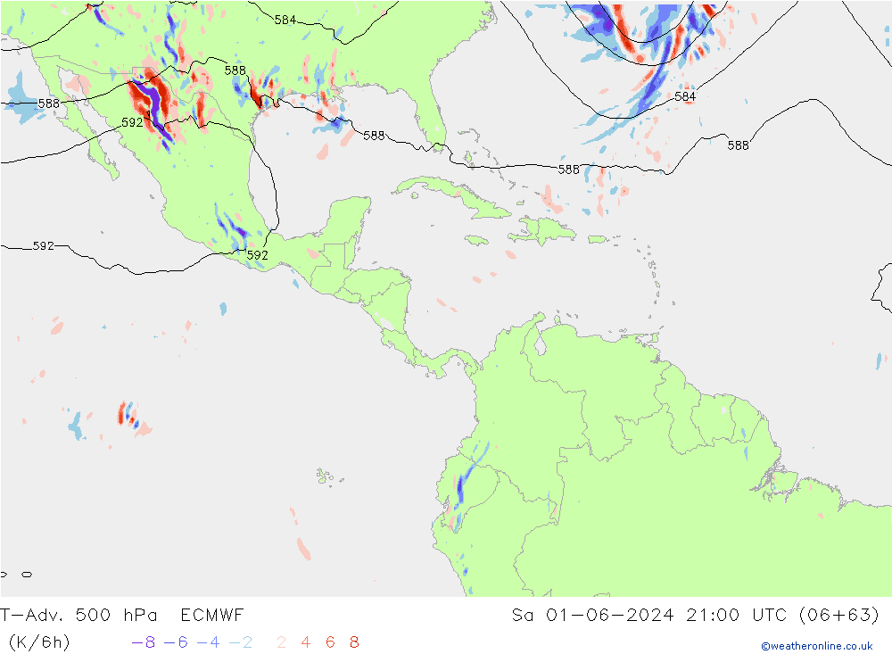 T-Adv. 500 hPa ECMWF za 01.06.2024 21 UTC