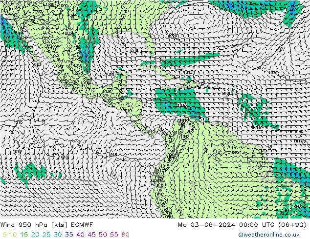 Vento 950 hPa ECMWF Seg 03.06.2024 00 UTC