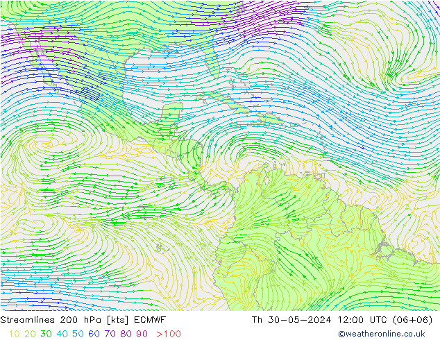 Streamlines 200 hPa ECMWF Th 30.05.2024 12 UTC