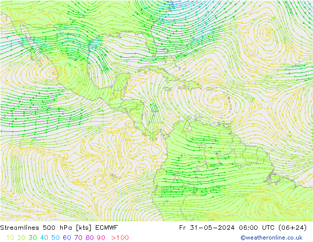 ветер 500 гПа ECMWF пт 31.05.2024 06 UTC