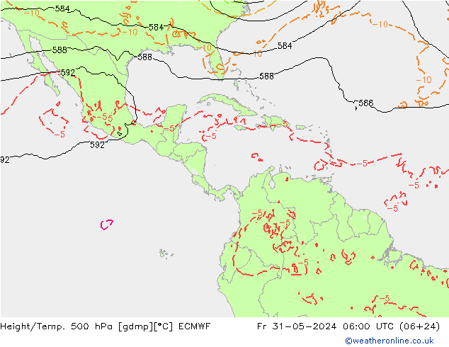 Height/Temp. 500 hPa ECMWF Fr 31.05.2024 06 UTC