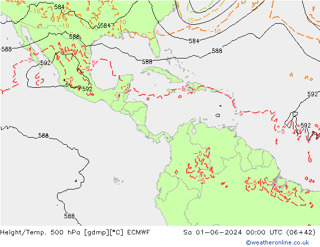 Hoogte/Temp. 500 hPa ECMWF za 01.06.2024 00 UTC