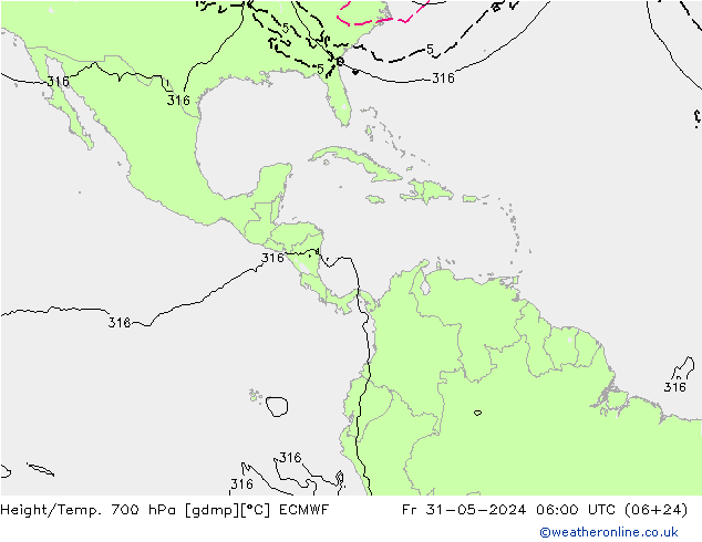 Height/Temp. 700 hPa ECMWF pt. 31.05.2024 06 UTC