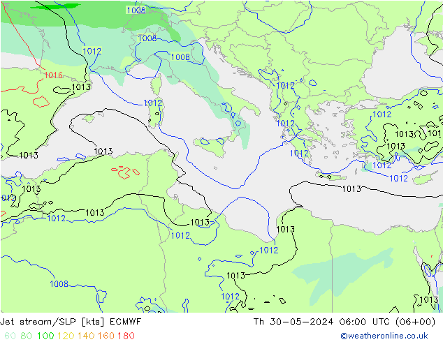 Straalstroom/SLP ECMWF do 30.05.2024 06 UTC