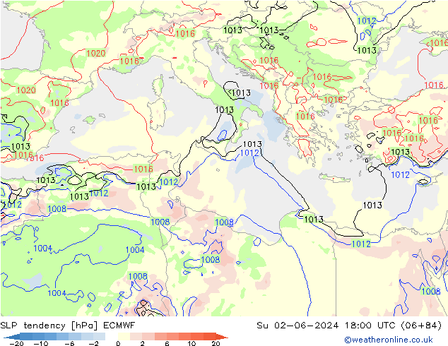 SLP tendency ECMWF Ne 02.06.2024 18 UTC