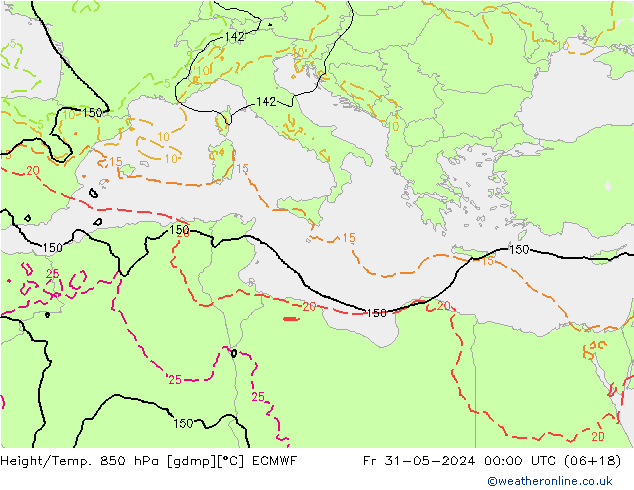 Z500/Yağmur (+YB)/Z850 ECMWF Cu 31.05.2024 00 UTC