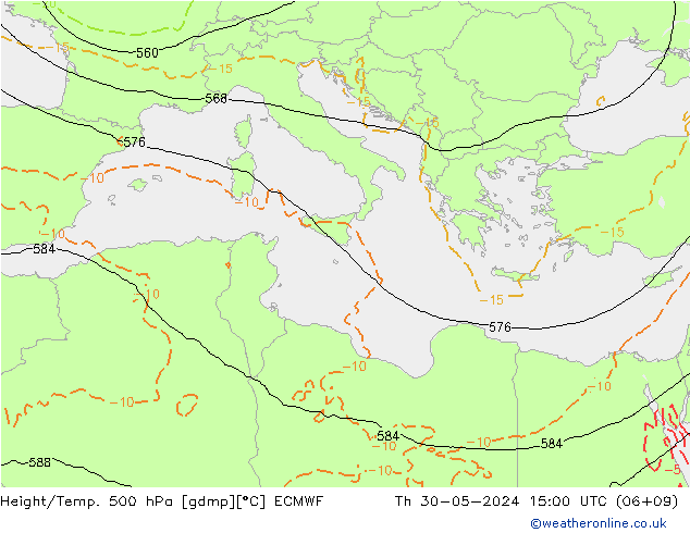 Yükseklik/Sıc. 500 hPa ECMWF Per 30.05.2024 15 UTC