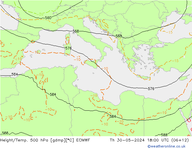 Yükseklik/Sıc. 500 hPa ECMWF Per 30.05.2024 18 UTC