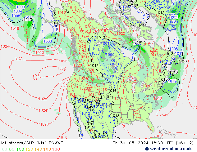 Corriente en chorro ECMWF jue 30.05.2024 18 UTC