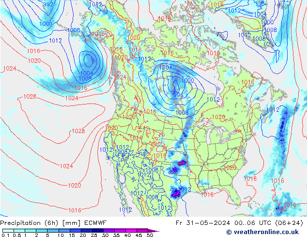 Z500/Rain (+SLP)/Z850 ECMWF пт 31.05.2024 06 UTC