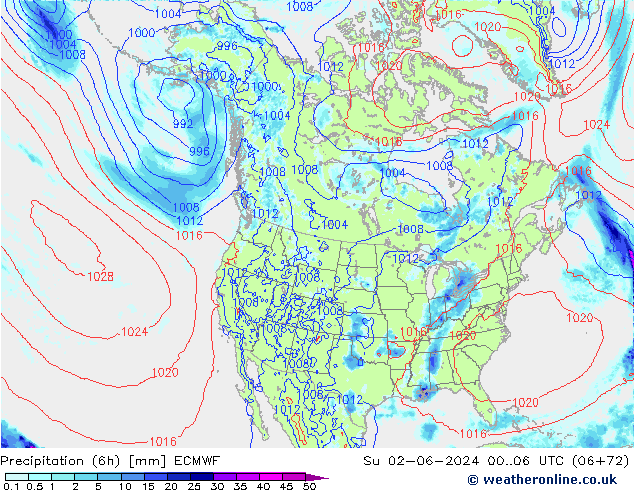 Z500/Rain (+SLP)/Z850 ECMWF Su 02.06.2024 06 UTC