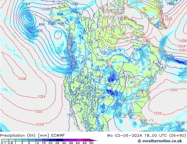 opad (6h) ECMWF pon. 03.06.2024 00 UTC