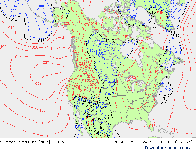 Bodendruck ECMWF Do 30.05.2024 09 UTC