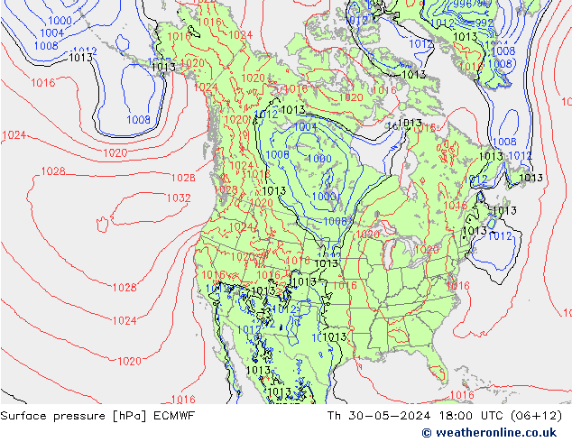 Luchtdruk (Grond) ECMWF do 30.05.2024 18 UTC