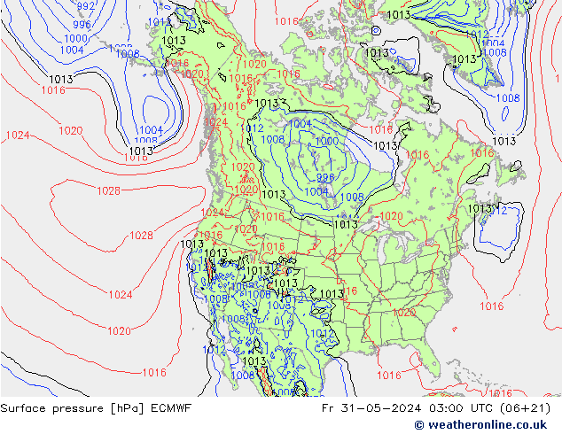Bodendruck ECMWF Fr 31.05.2024 03 UTC