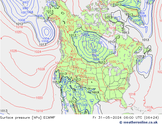 Bodendruck ECMWF Fr 31.05.2024 06 UTC