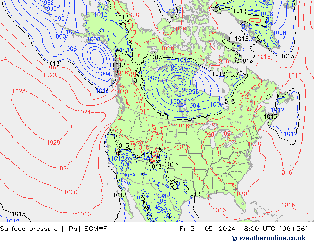 Bodendruck ECMWF Fr 31.05.2024 18 UTC