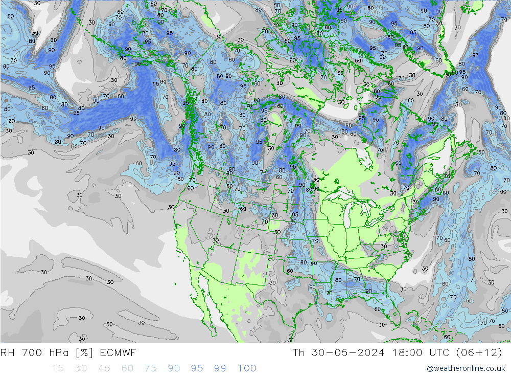 RV 700 hPa ECMWF do 30.05.2024 18 UTC