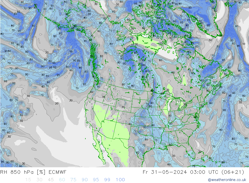 RH 850 hPa ECMWF Fr 31.05.2024 03 UTC