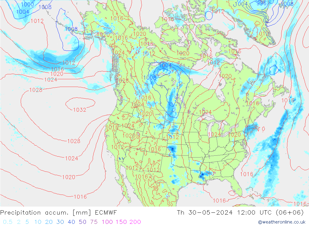 Precipitation accum. ECMWF Qui 30.05.2024 12 UTC