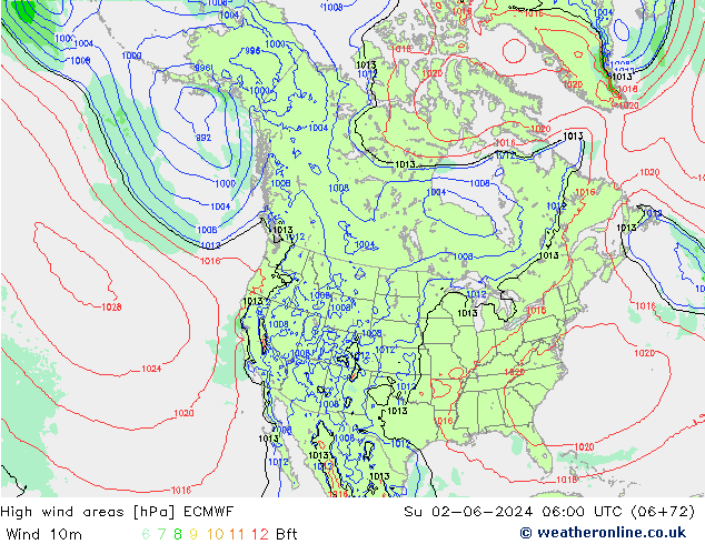 yüksek rüzgarlı alanlar ECMWF Paz 02.06.2024 06 UTC