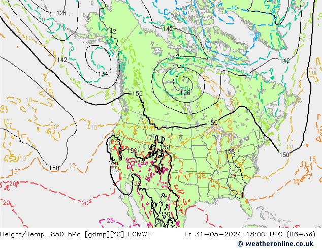 Z500/Rain (+SLP)/Z850 ECMWF Fr 31.05.2024 18 UTC