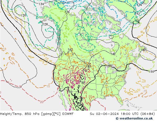 Height/Temp. 850 hPa ECMWF nie. 02.06.2024 18 UTC