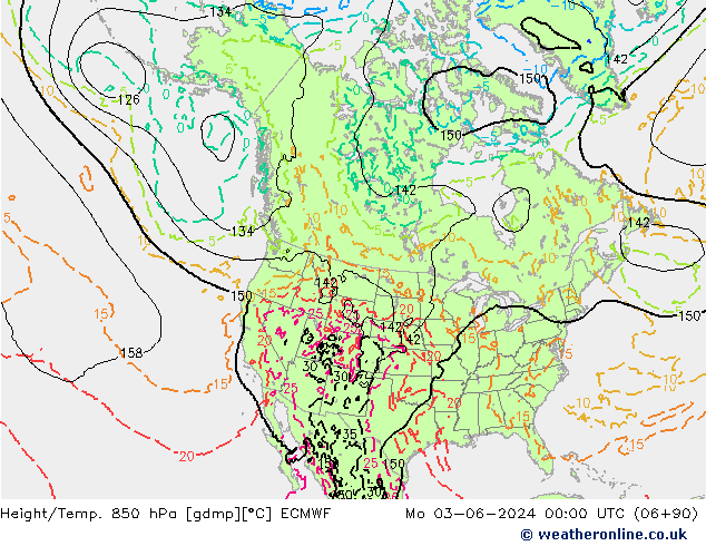 Height/Temp. 850 hPa ECMWF Mo 03.06.2024 00 UTC