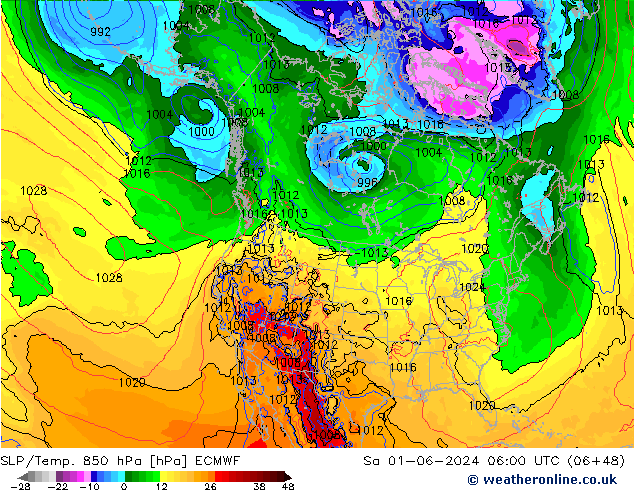 SLP/Temp. 850 hPa ECMWF So 01.06.2024 06 UTC