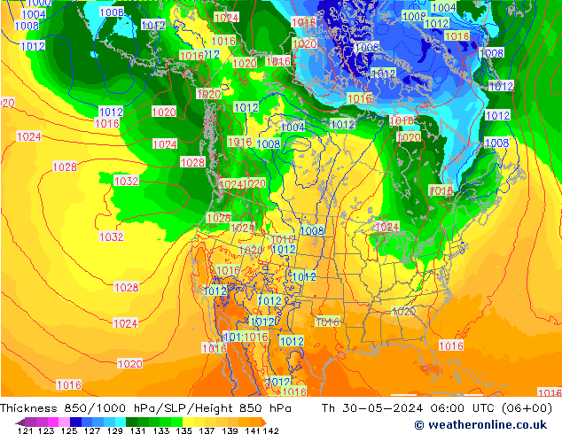 Thck 850-1000 hPa ECMWF Th 30.05.2024 06 UTC