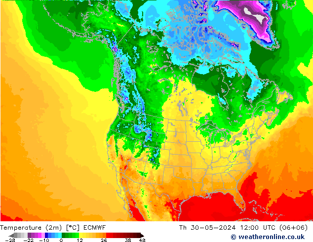 Temperaturkarte (2m) ECMWF Do 30.05.2024 12 UTC