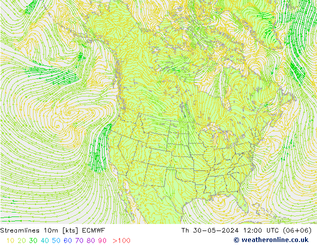 Stromlinien 10m ECMWF Do 30.05.2024 12 UTC