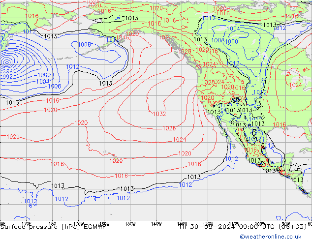 Luchtdruk (Grond) ECMWF do 30.05.2024 09 UTC