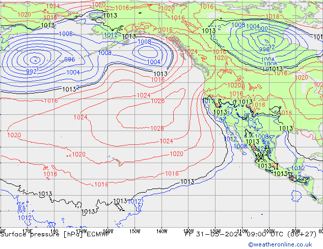 Atmosférický tlak ECMWF Pá 31.05.2024 09 UTC