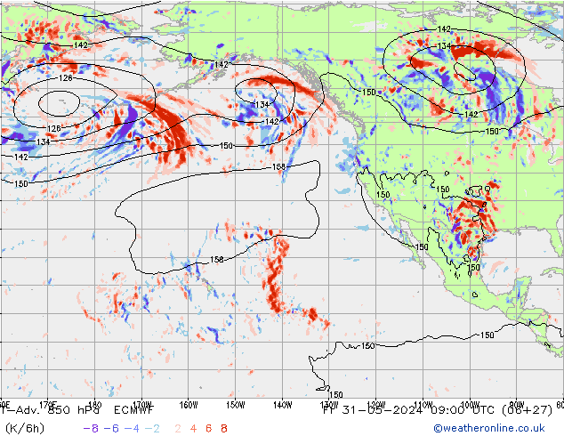 T-Adv. 850 hPa ECMWF Sex 31.05.2024 09 UTC