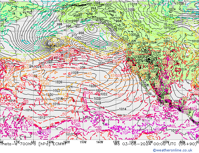 Theta-e 700hPa ECMWF Mo 03.06.2024 00 UTC