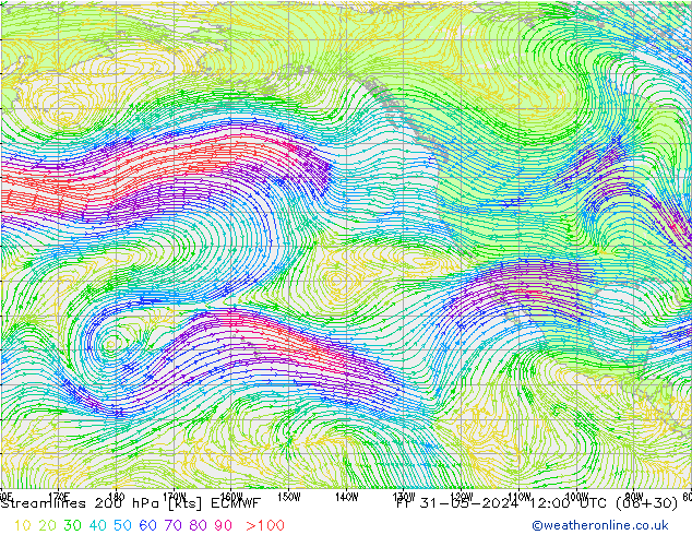 Streamlines 200 hPa ECMWF Fr 31.05.2024 12 UTC