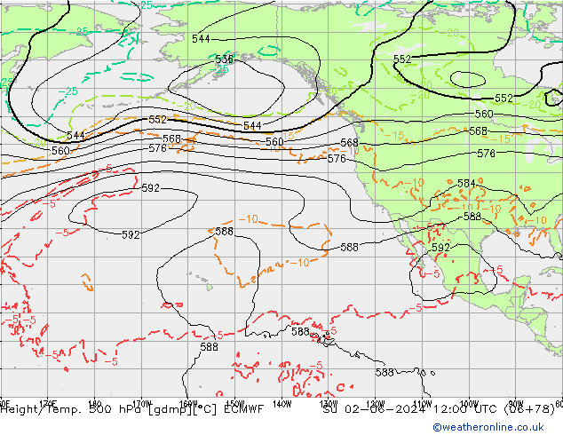 Z500/Rain (+SLP)/Z850 ECMWF Su 02.06.2024 12 UTC