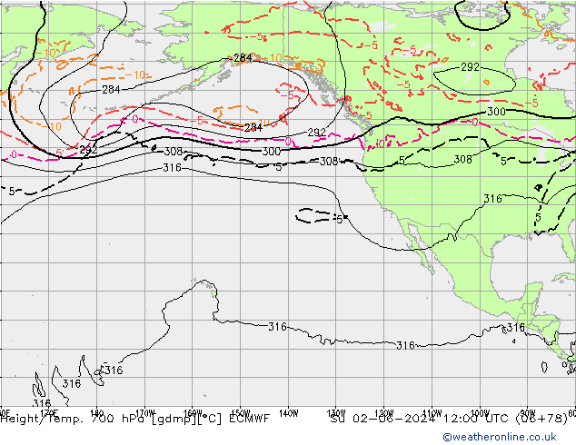 Height/Temp. 700 hPa ECMWF Su 02.06.2024 12 UTC