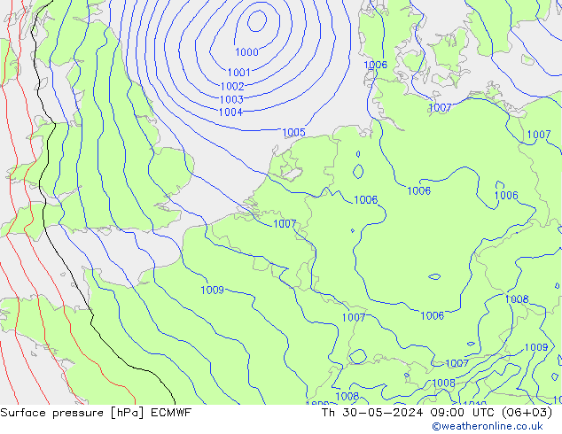 地面气压 ECMWF 星期四 30.05.2024 09 UTC