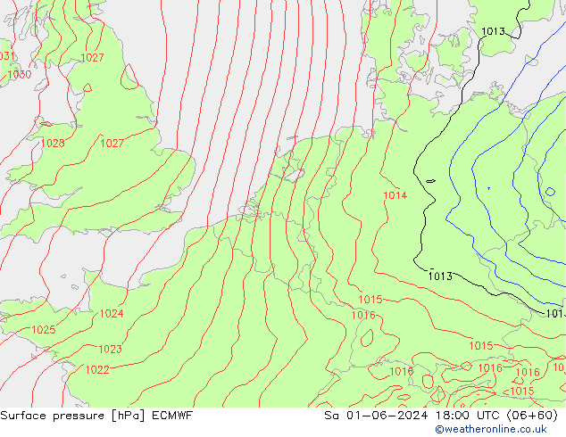 Surface pressure ECMWF Sa 01.06.2024 18 UTC