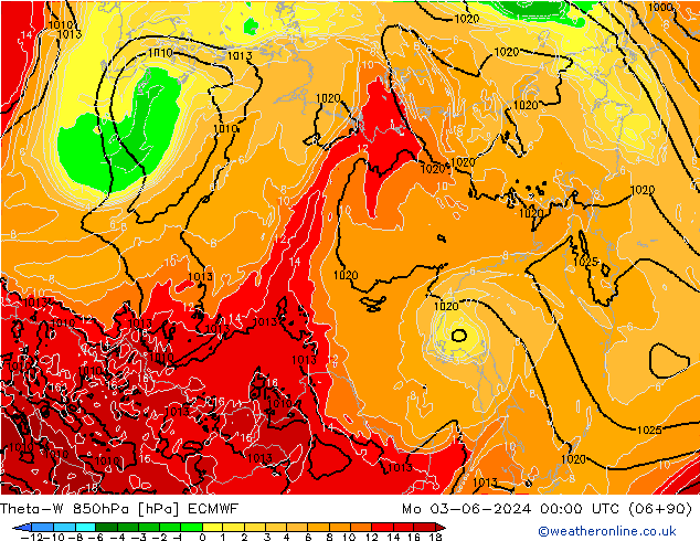 Theta-W 850hPa ECMWF  03.06.2024 00 UTC