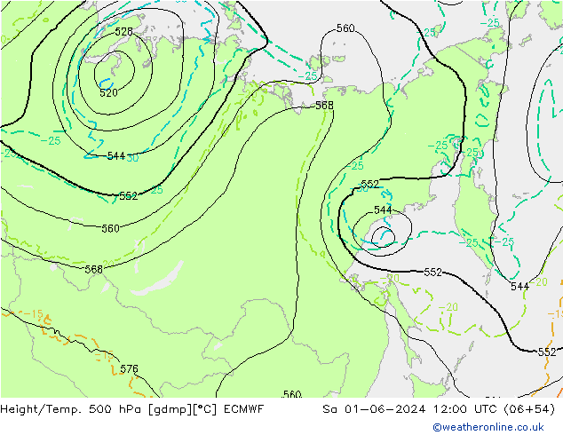 Z500/Regen(+SLP)/Z850 ECMWF za 01.06.2024 12 UTC