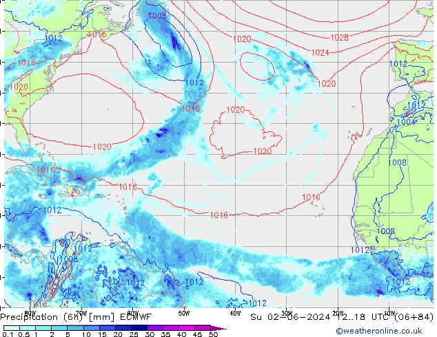 Z500/Yağmur (+YB)/Z850 ECMWF Paz 02.06.2024 18 UTC