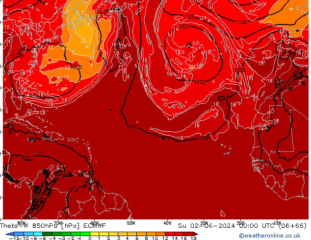 Theta-W 850hPa ECMWF dom 02.06.2024 00 UTC