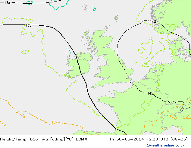 Height/Temp. 850 hPa ECMWF  30.05.2024 12 UTC