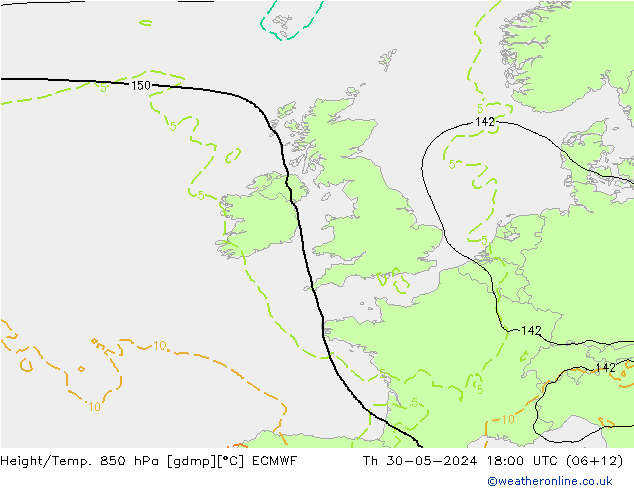 Z500/Rain (+SLP)/Z850 ECMWF чт 30.05.2024 18 UTC
