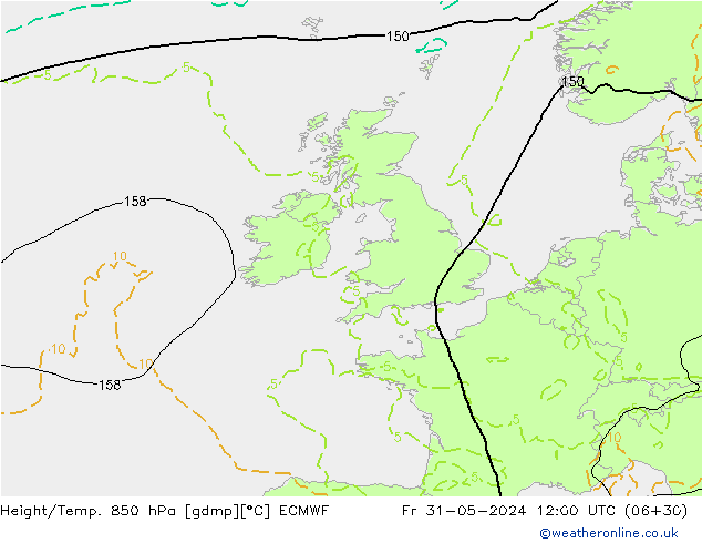 Z500/Yağmur (+YB)/Z850 ECMWF Cu 31.05.2024 12 UTC